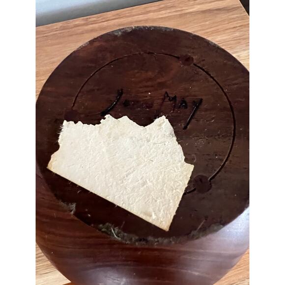 Vintage John May Hand Turned Teak Bowl Signed Jackson NH JL - Picture 4 of 7